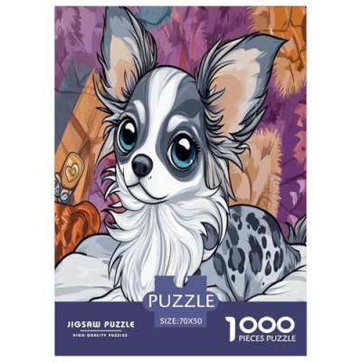 Chihuahua Puzzles 1000-teilige Schwer Puzzle Spielzeug Lernspiel Impossible Herausforderungsspielzeug Für Erwachsene Kinder 70x50cm/1000pcs von ChengzeTCo